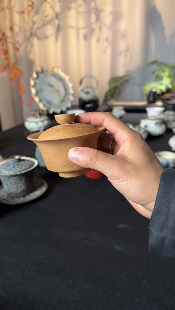 盖碗陶老岩泥马蹄盖碗