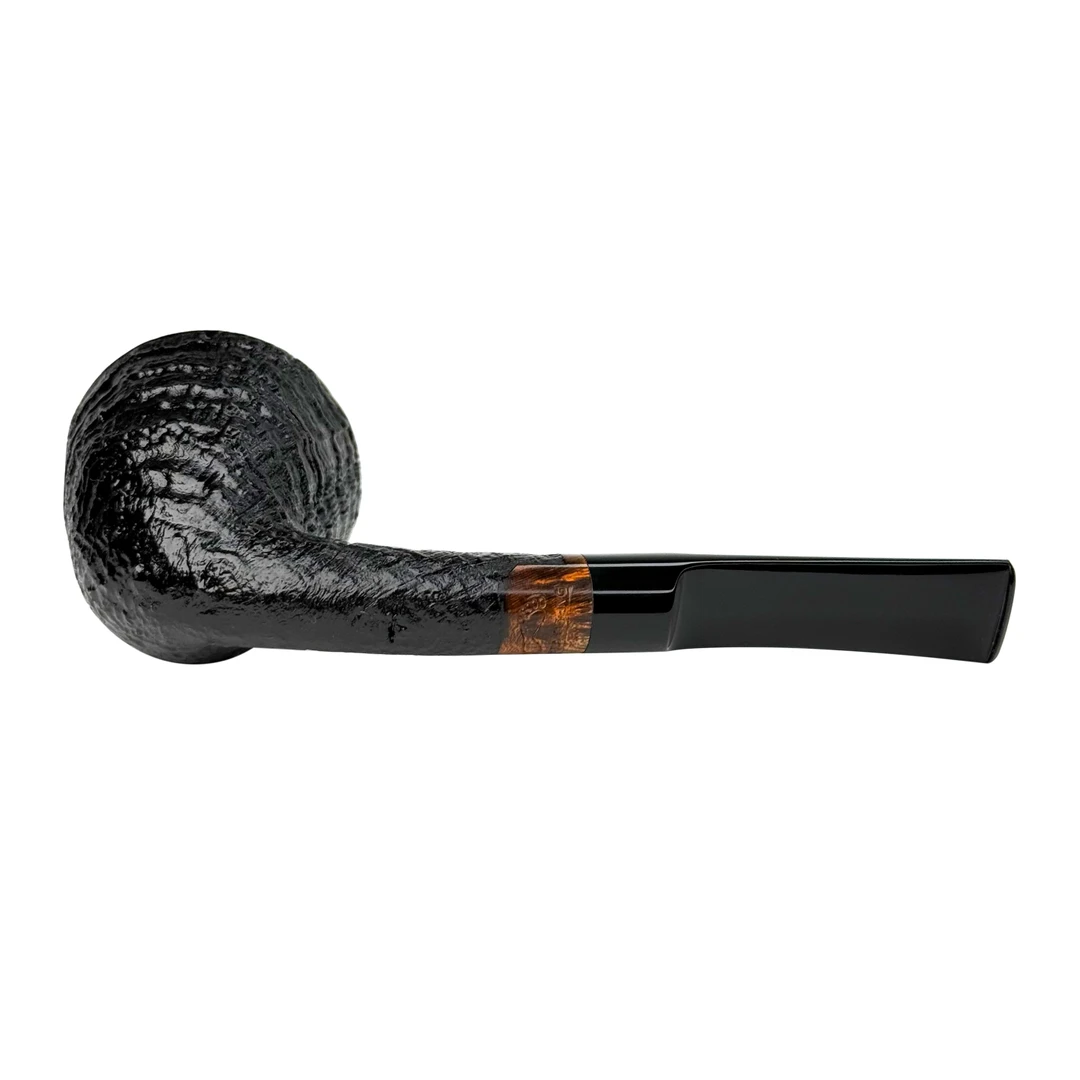Sara Eltang丹麦萨拉艾尔唐黑色水波纹喷砂面弯式手工石楠木烟斗