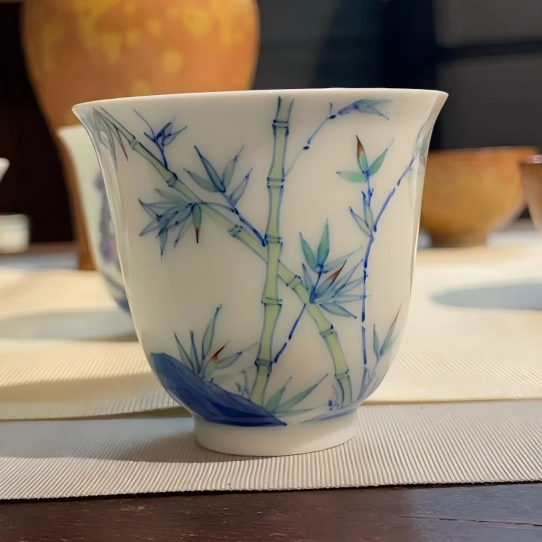【工美专属】诚德轩（元薪号）65号杯 节节高升  瓷器cdx0281