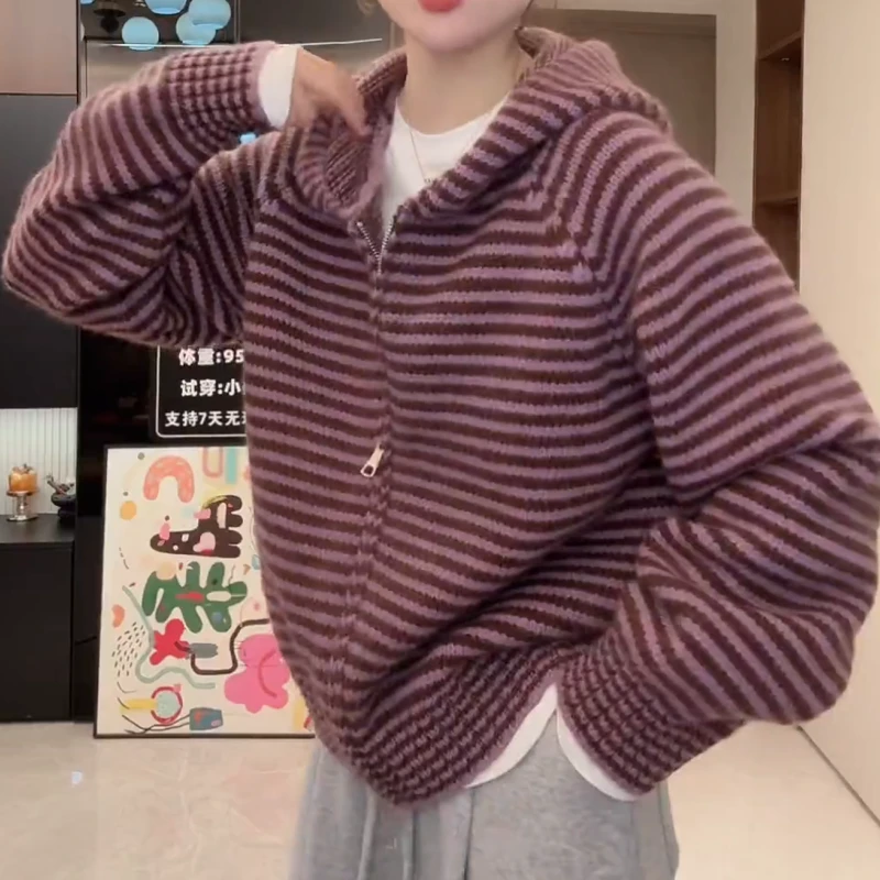 显瘦女装连帽韩版简约慵懒风时尚休闲风开衫秋季宽松LK2507025