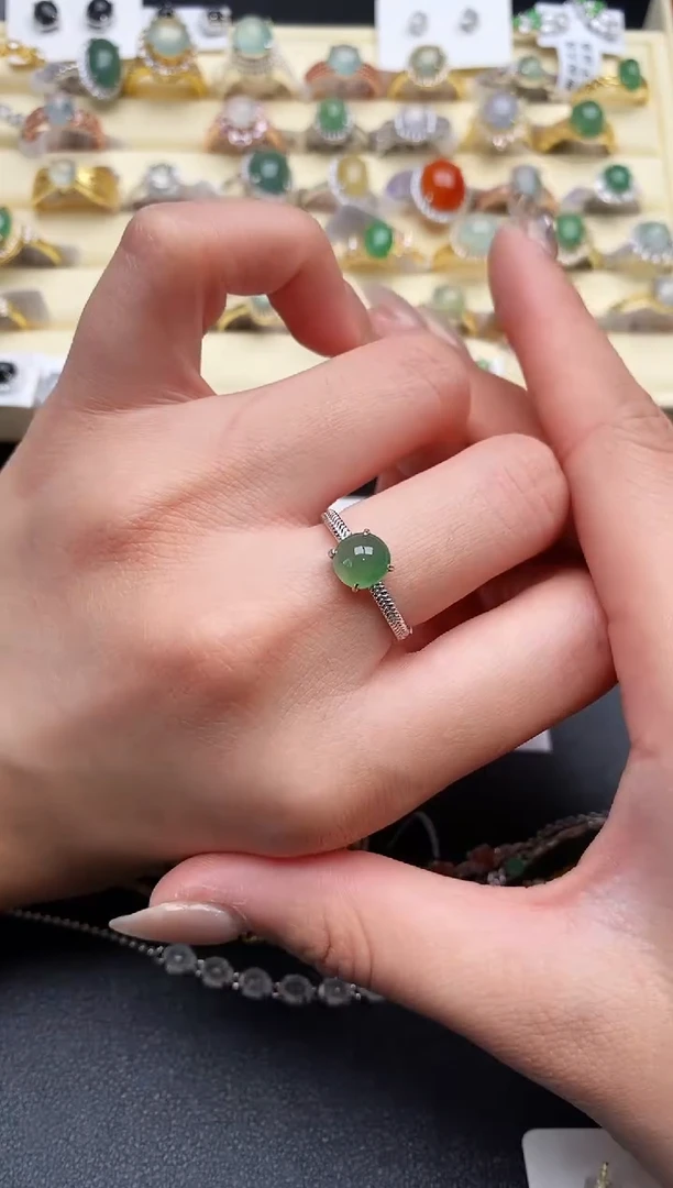 【闪购商品】翡翠戒指银S925镶嵌222222222+10