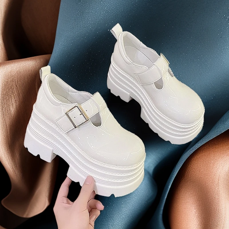 2025春季新款厚底增高显瘦10公分丁字型玛丽珍英伦风皮带扣乐福鞋