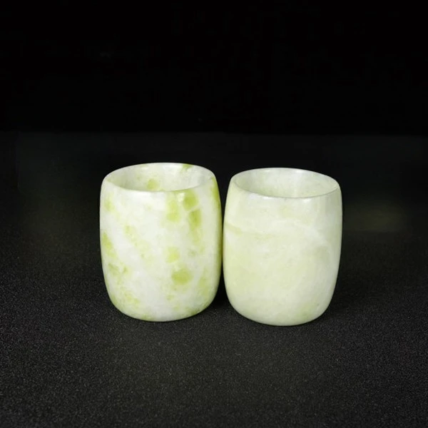 【云间金羽】玉石玉杯 天然玉石 杯 黄色+白色多样性发货一对杯子