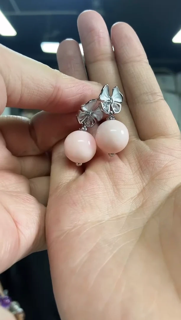 【闪购商品】贝壳（贝母）耳饰银S925镶嵌多样性发其一颜色微差