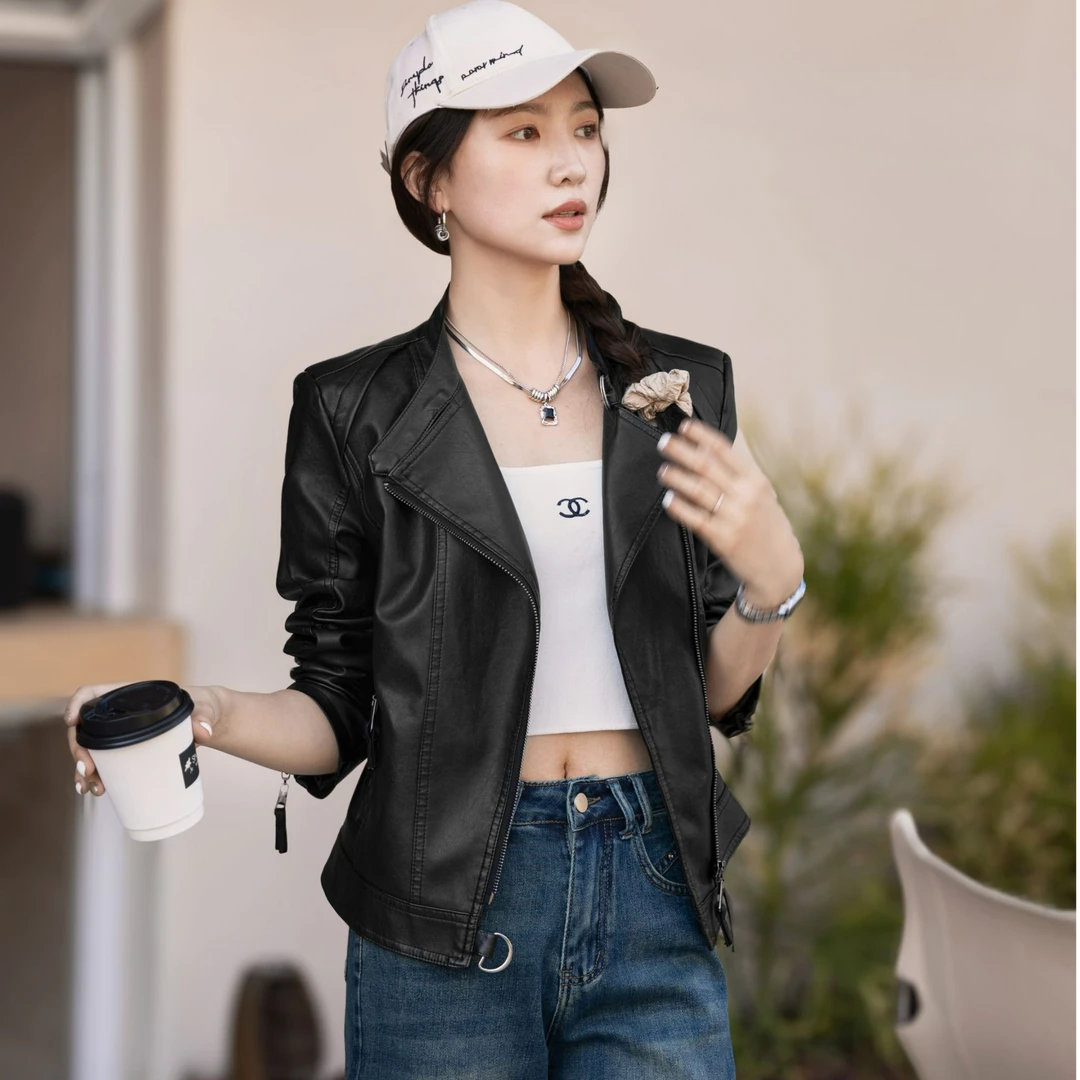 [嘟总超爱笑专属]2025年早秋真皮短款皮衣女洋气网红时尚气质外套