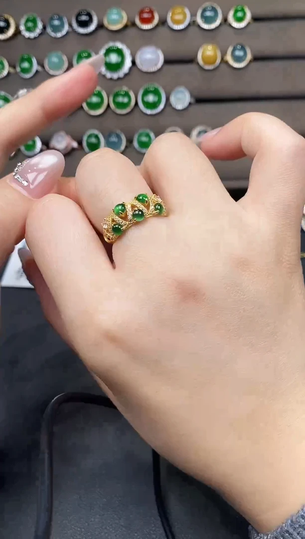 银S925镶嵌戒指翡翠111