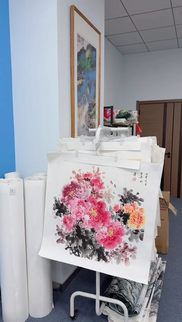国画斗方牡丹同类型随机