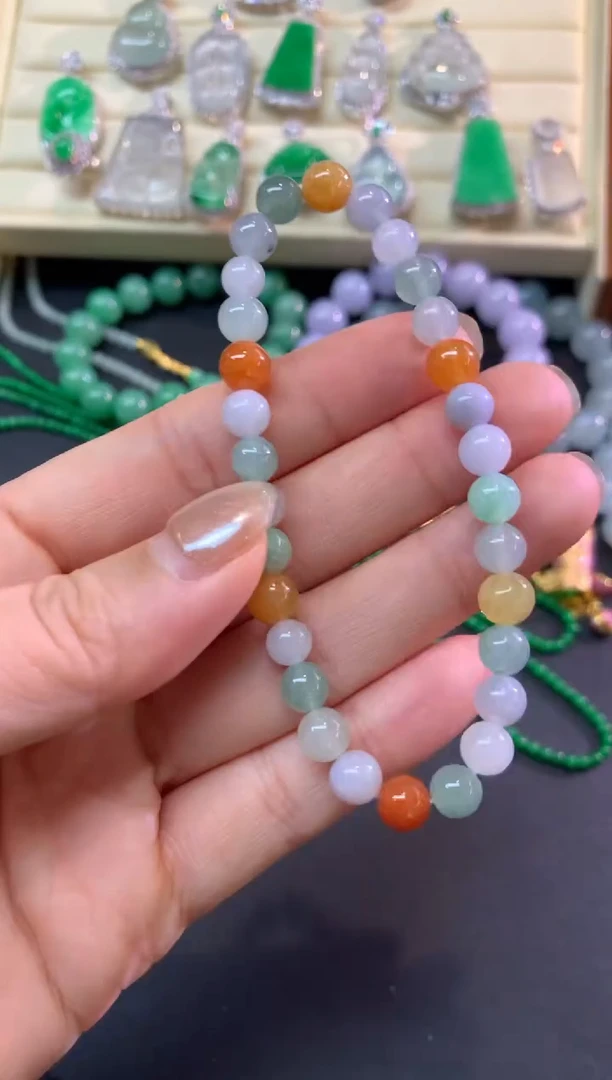 未镶嵌手串翡翠手串|400+25