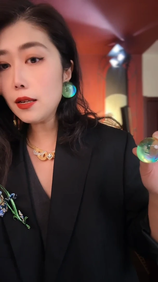 合金琉璃合金无复古百搭极光绿色耳夹
