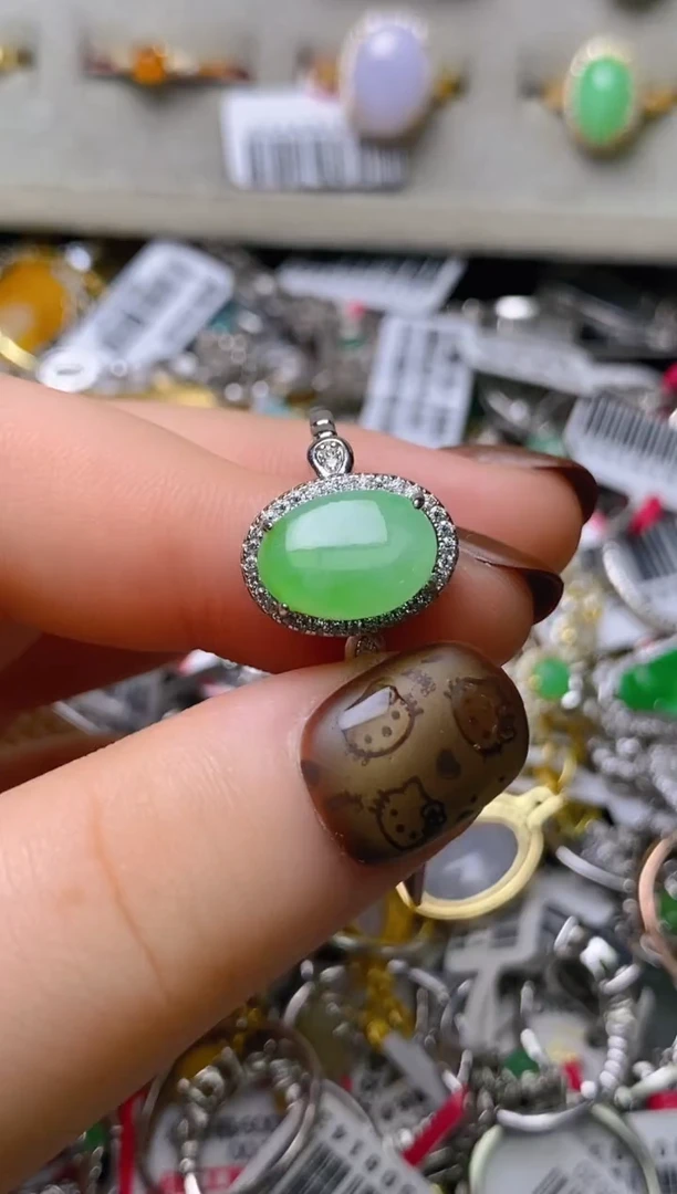 银S925镶嵌戒指翡翠百内无证书