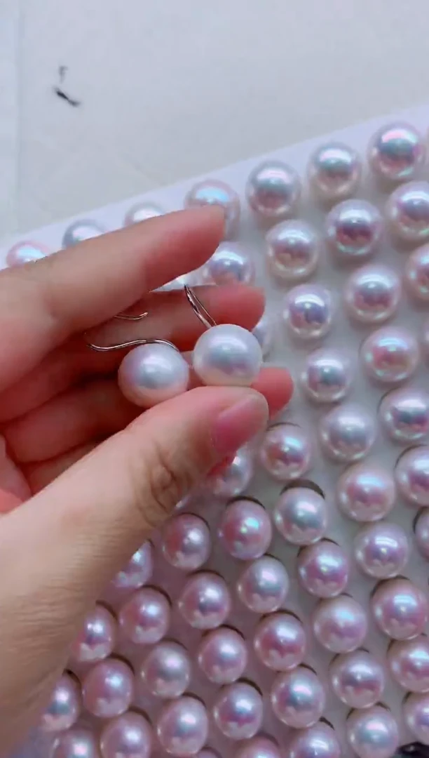 银S925镶嵌淡水珍珠耳饰多样性发其一，非无暇