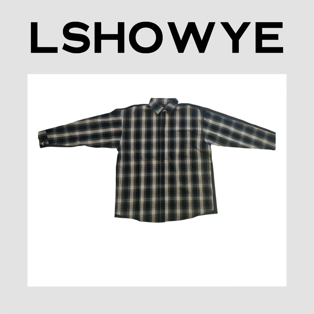LSHOWYE｜格子衬衫后拼字母卫衣 6XX140