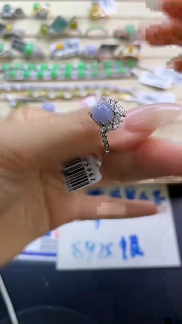 银S925镶嵌戒指翡翠翡翠 蛋面 银S925镶嵌