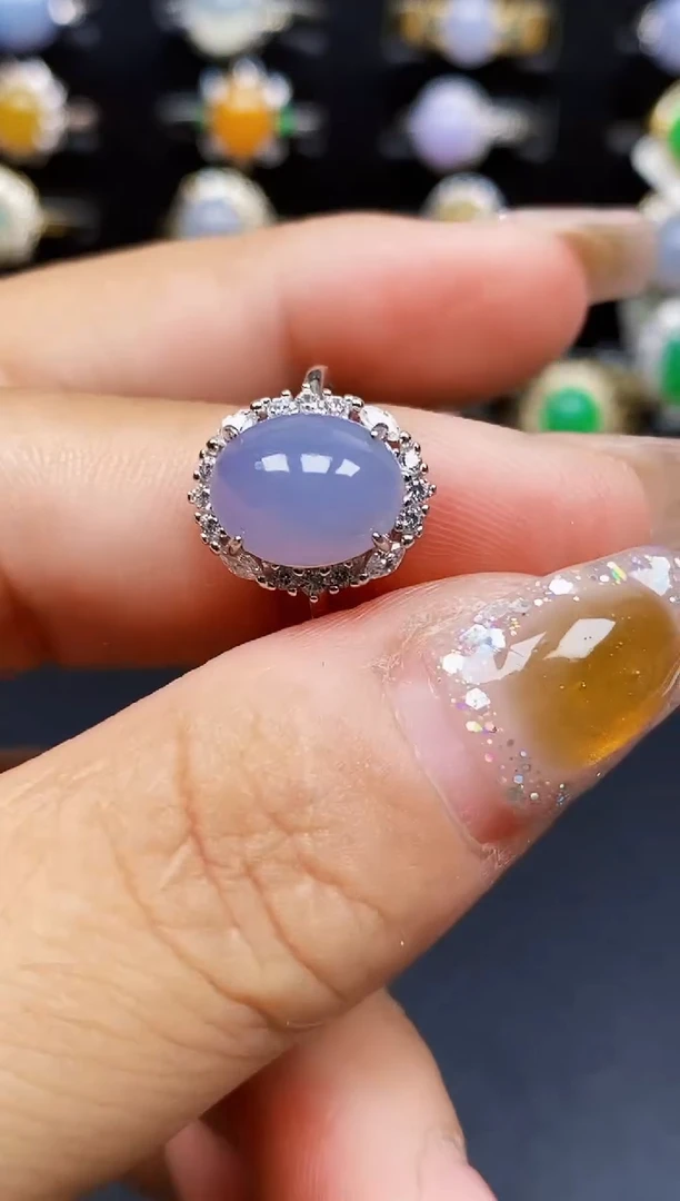 银S925镶嵌戒指翡翠7348