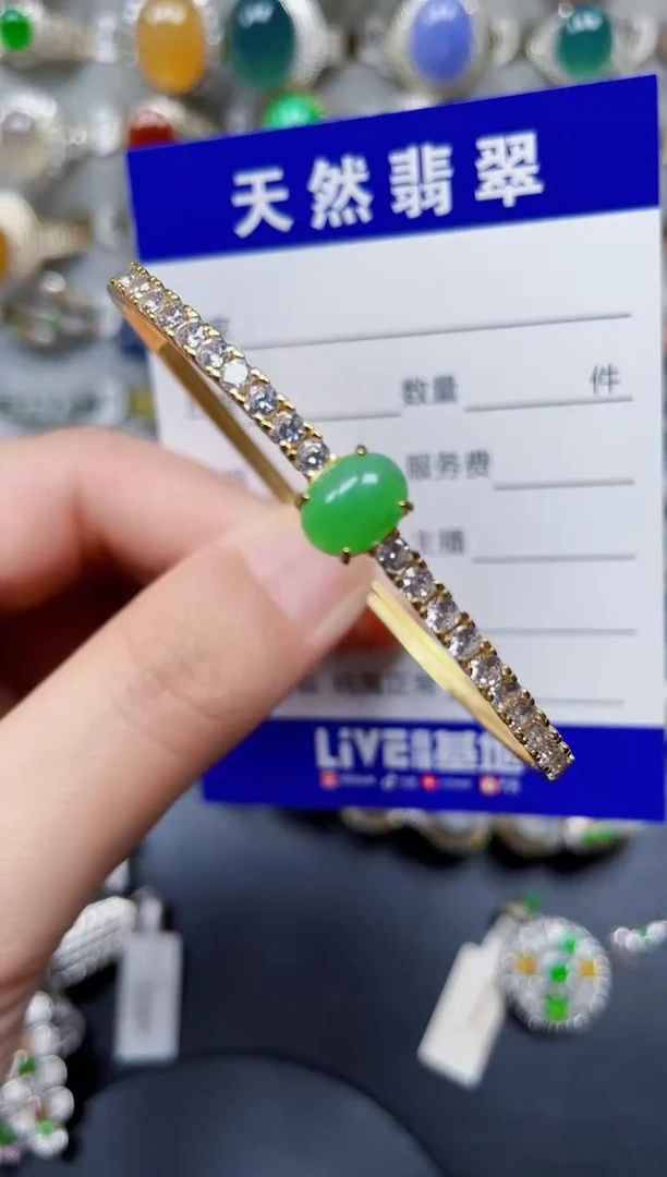 银S925镶嵌手镯翡翠253