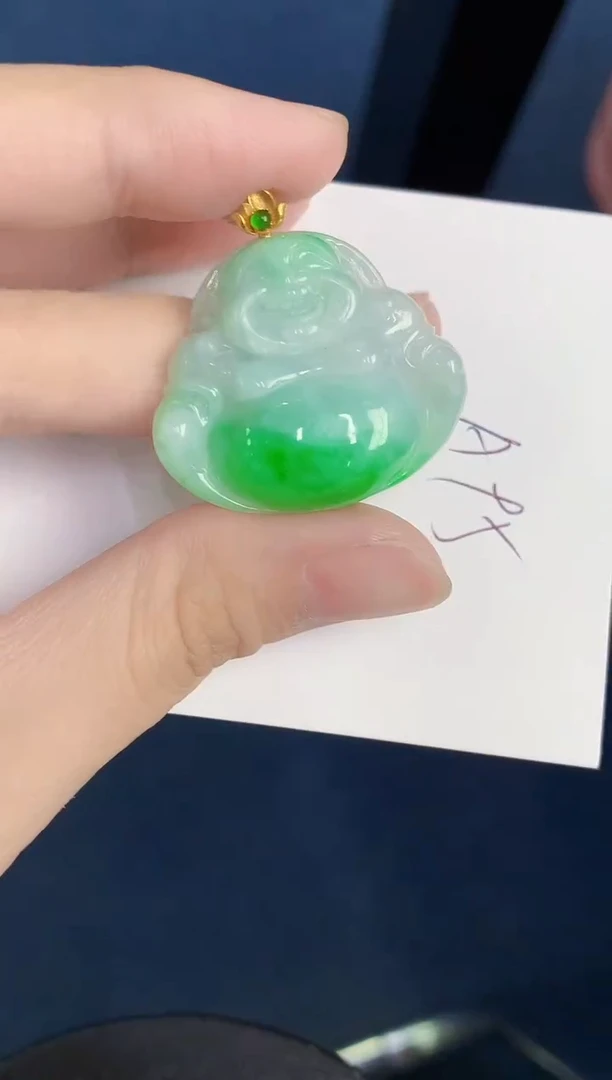 颈饰18K金镶嵌翡翠天然翡翠缅甸A货