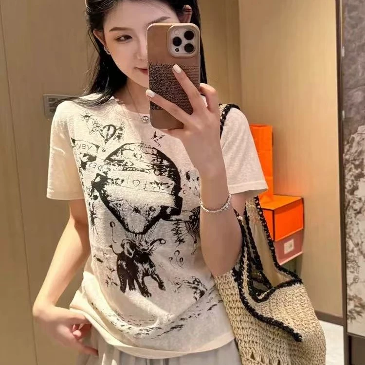 成人 女装  热气球水墨T恤