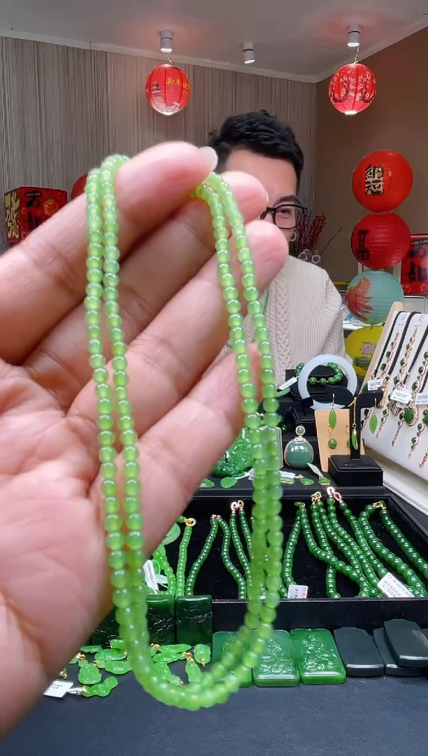 【闪购商品】和田玉（碧玉）项链未镶嵌±3mm 苹果绿项链