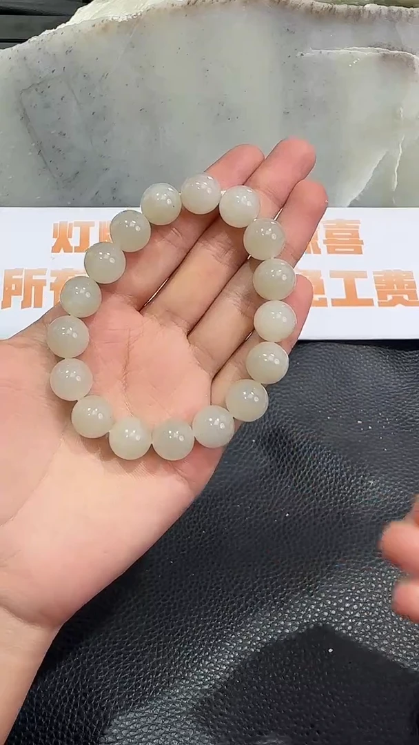 未镶嵌手串和田玉新疆和田玉黒山料卡12圆珠手串 百搭