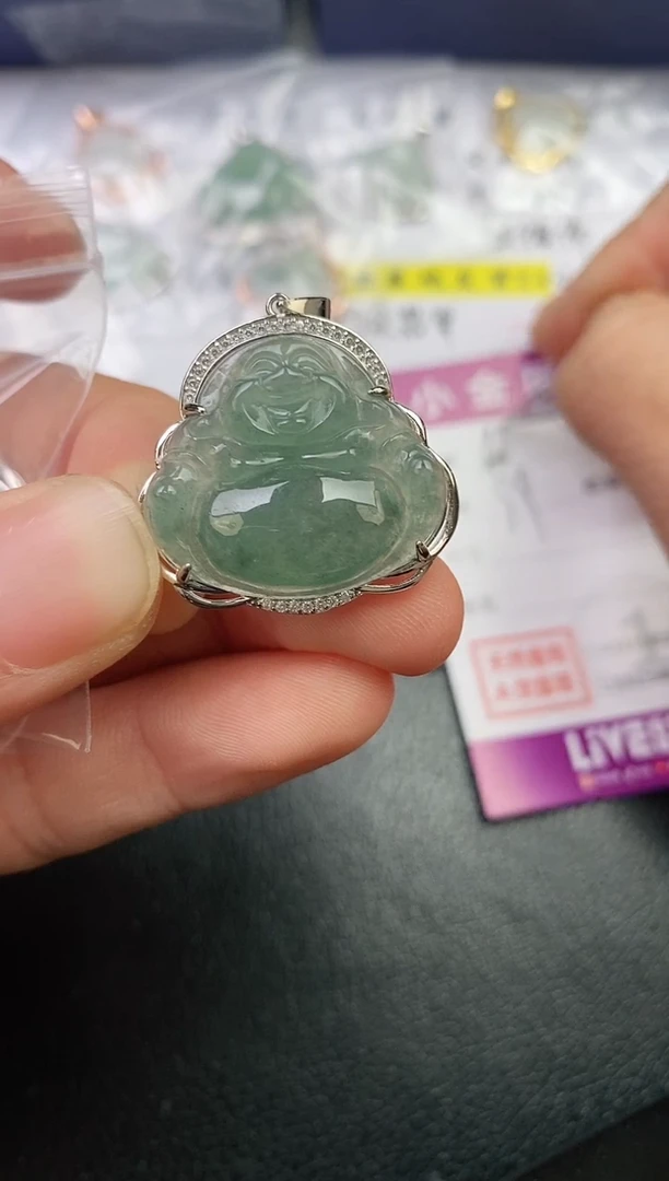 颈饰银S925镶嵌翡翠双*?挂件