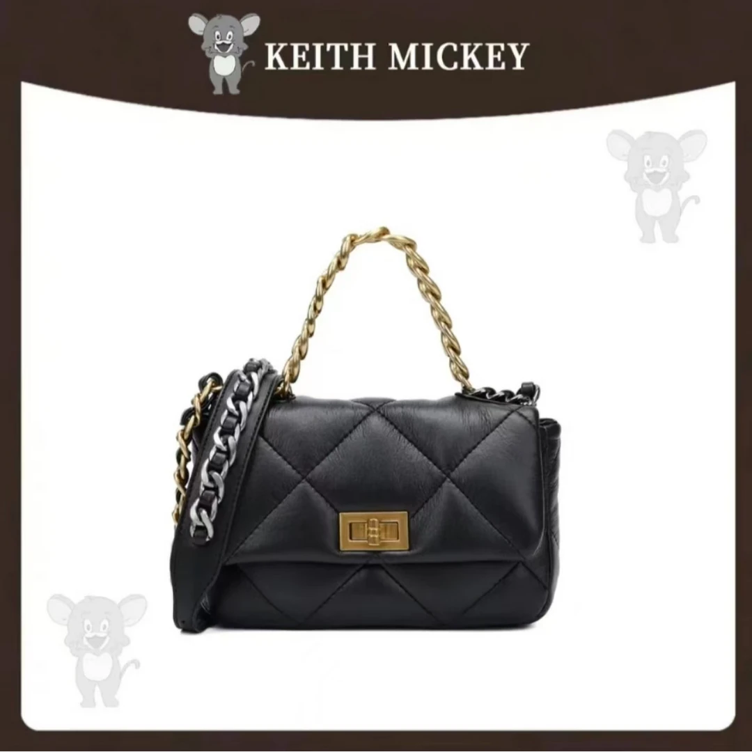 KEITH MICKEY /新款小香风百搭单肩斜挎包A028黑色
