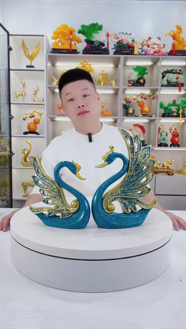 摆件一对天鹅摆件