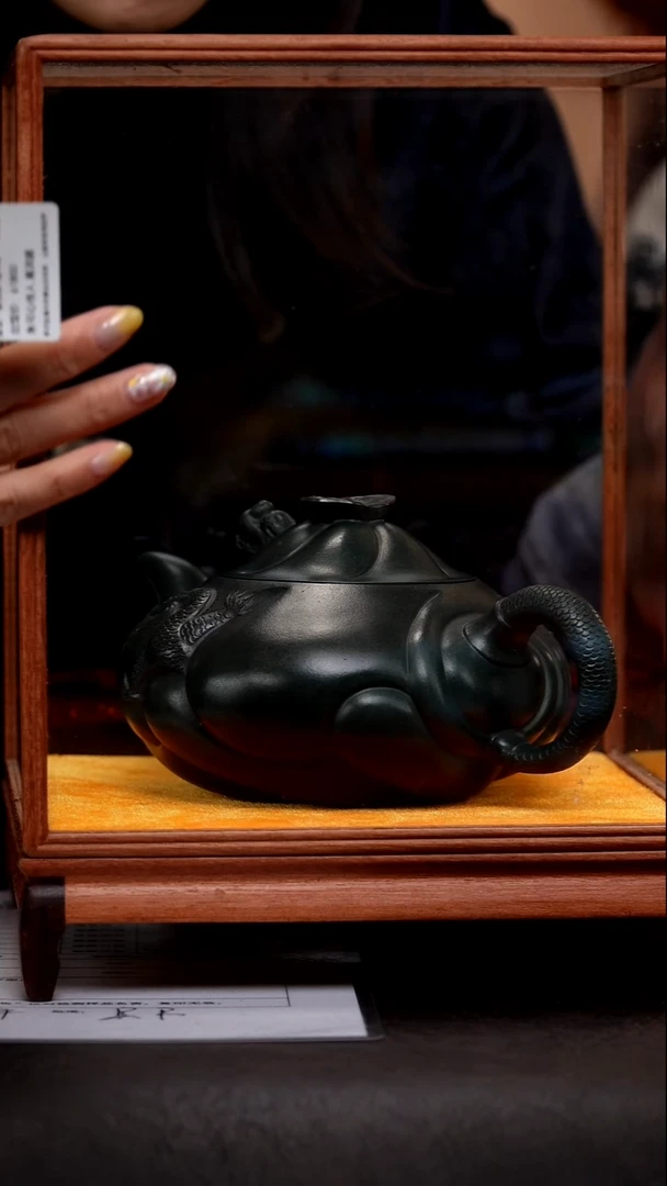 茶壶紫砂GHJ85鱼化龙可心绿泥500cc