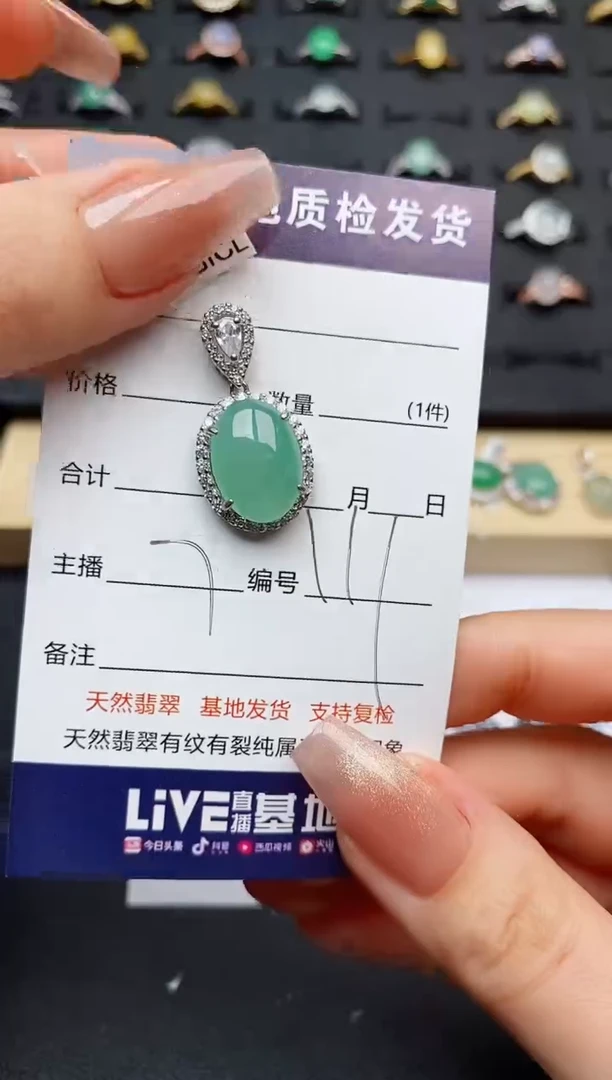 翡翠银S925镶嵌颈饰............