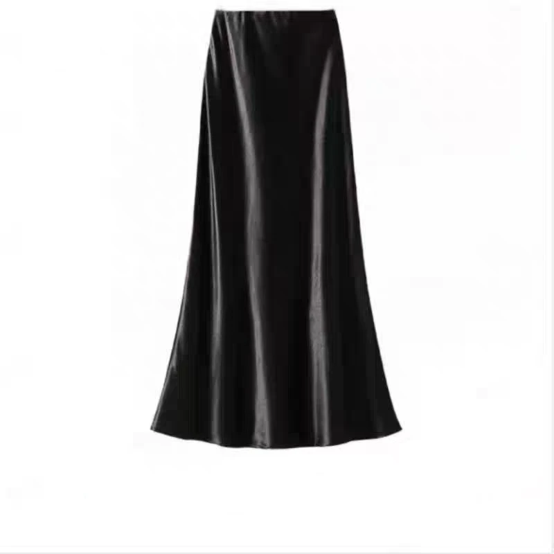 1431法式高级光泽感缎面鱼尾半身裙女春夏季2025新款高腰垂感显瘦
