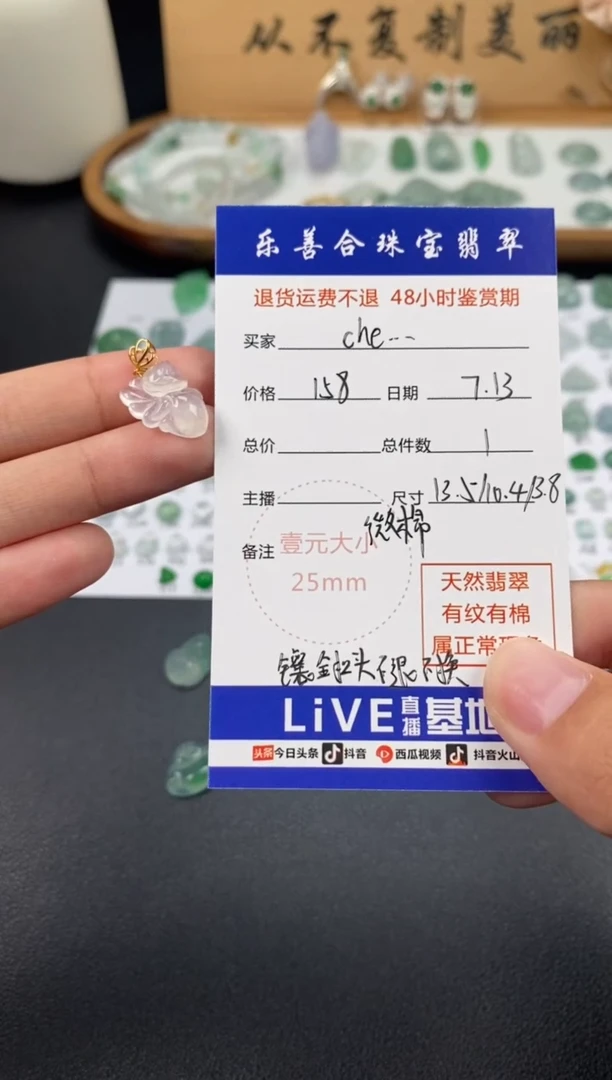 翡翠18K金镶嵌颈饰C****y翡翠冰种裸石
