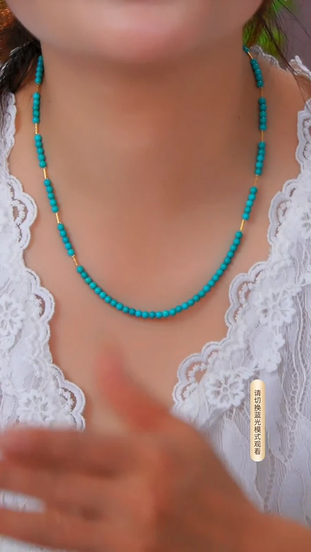 18K金镶嵌绿松石项链多样性发货一件