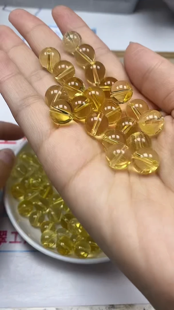 水晶珠宝半成品未镶嵌M800金发晶10mm3颗9.9元