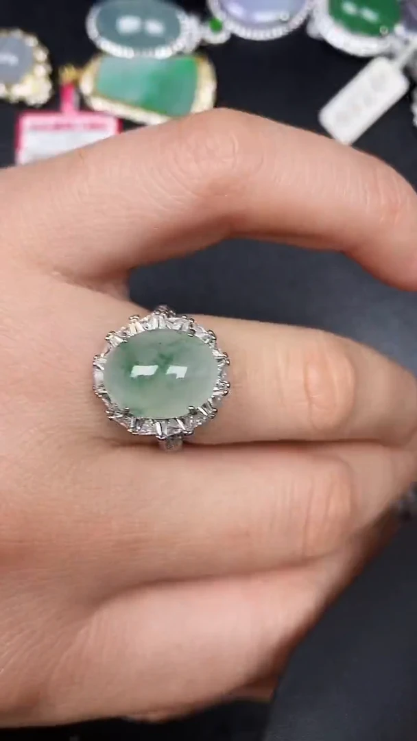 银S925镶嵌戒指翡翠3400