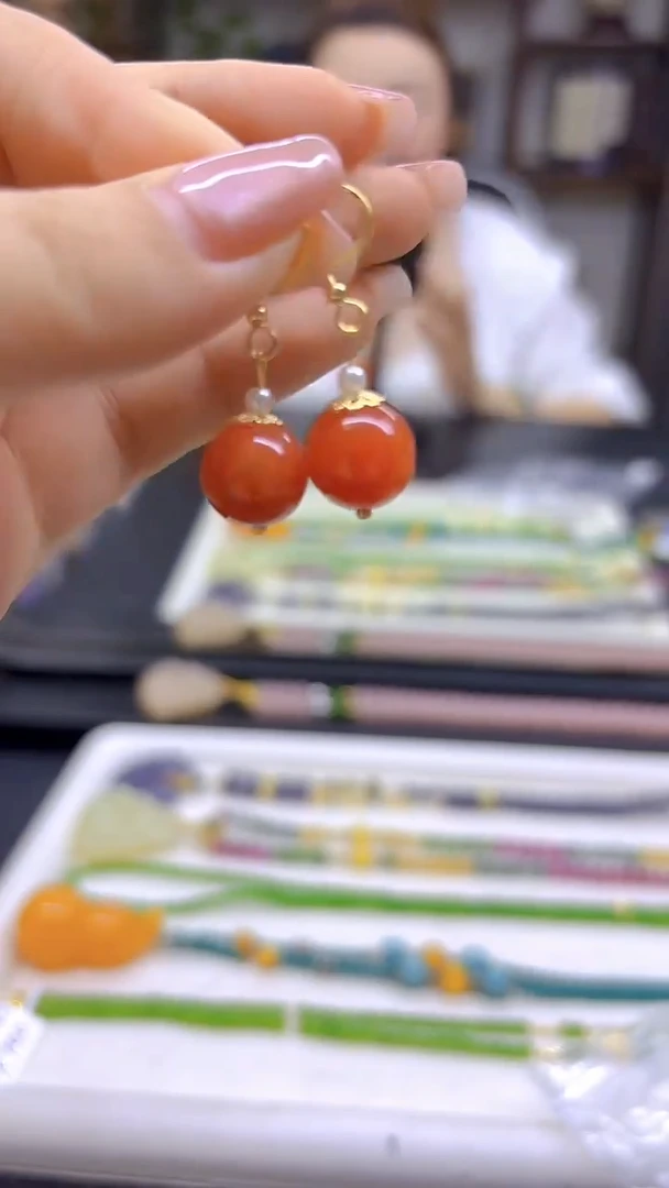 翡翠14K金镶嵌耳饰DIY款E827