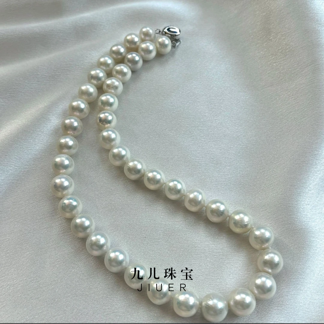 【九儿真珠】S925银曼塔玫瑰珍珠串链 10-12MM X16