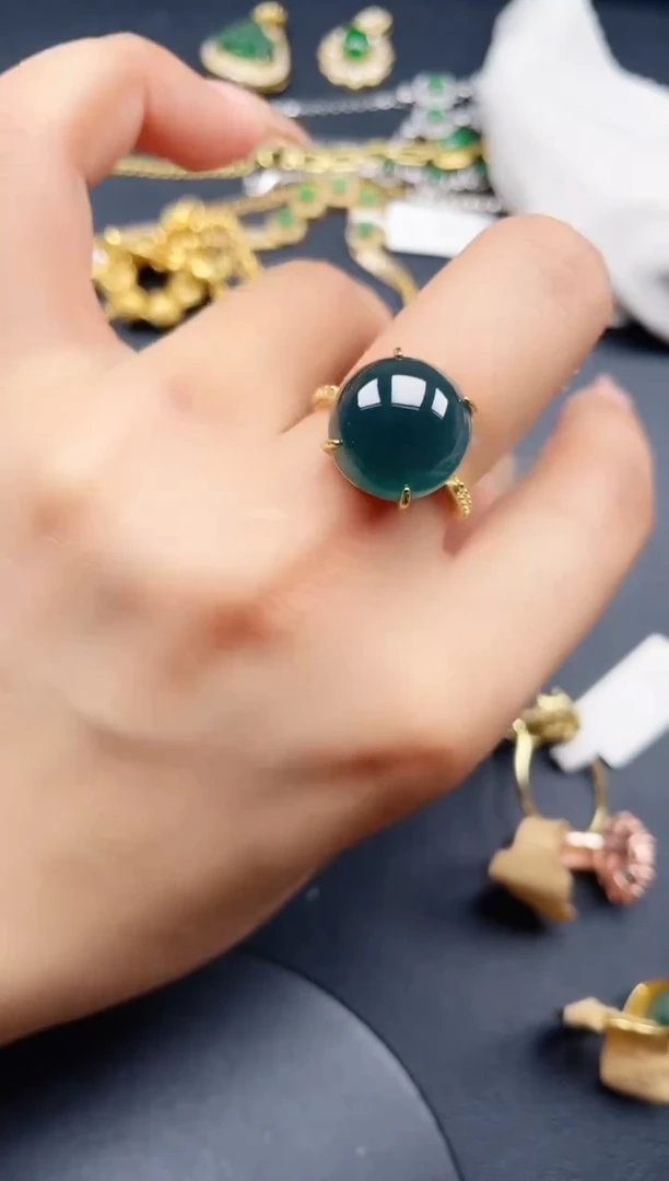 翡翠戒指银S925镶嵌432432