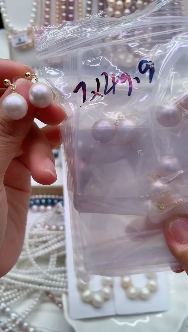 银S925镶嵌淡水珍珠耳饰多样性发其一，非无暇