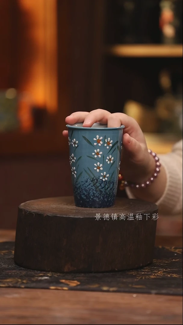 陶瓷景德镇高温釉下手绘陶瓷@L462@