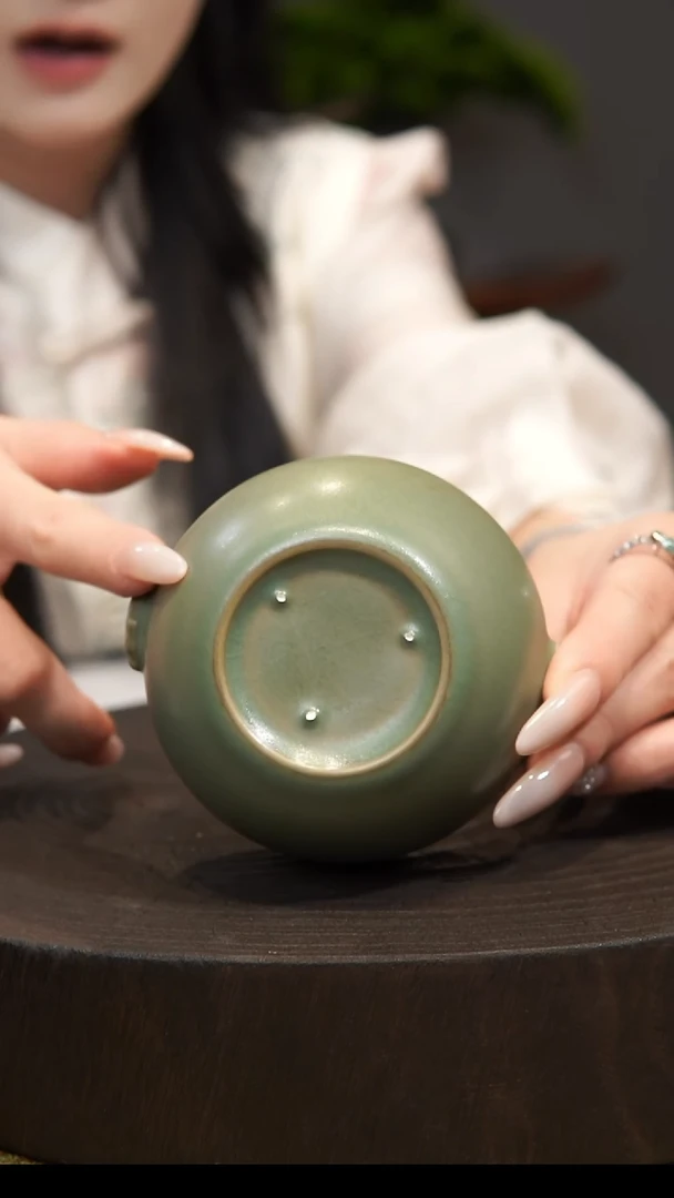 杯子用****1如意缸杯  汝州原产地  原矿老釉  带底款