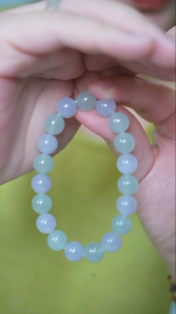 【闪购商品】翡翠手串未镶嵌AA/淡春彩翡翠手串10mm