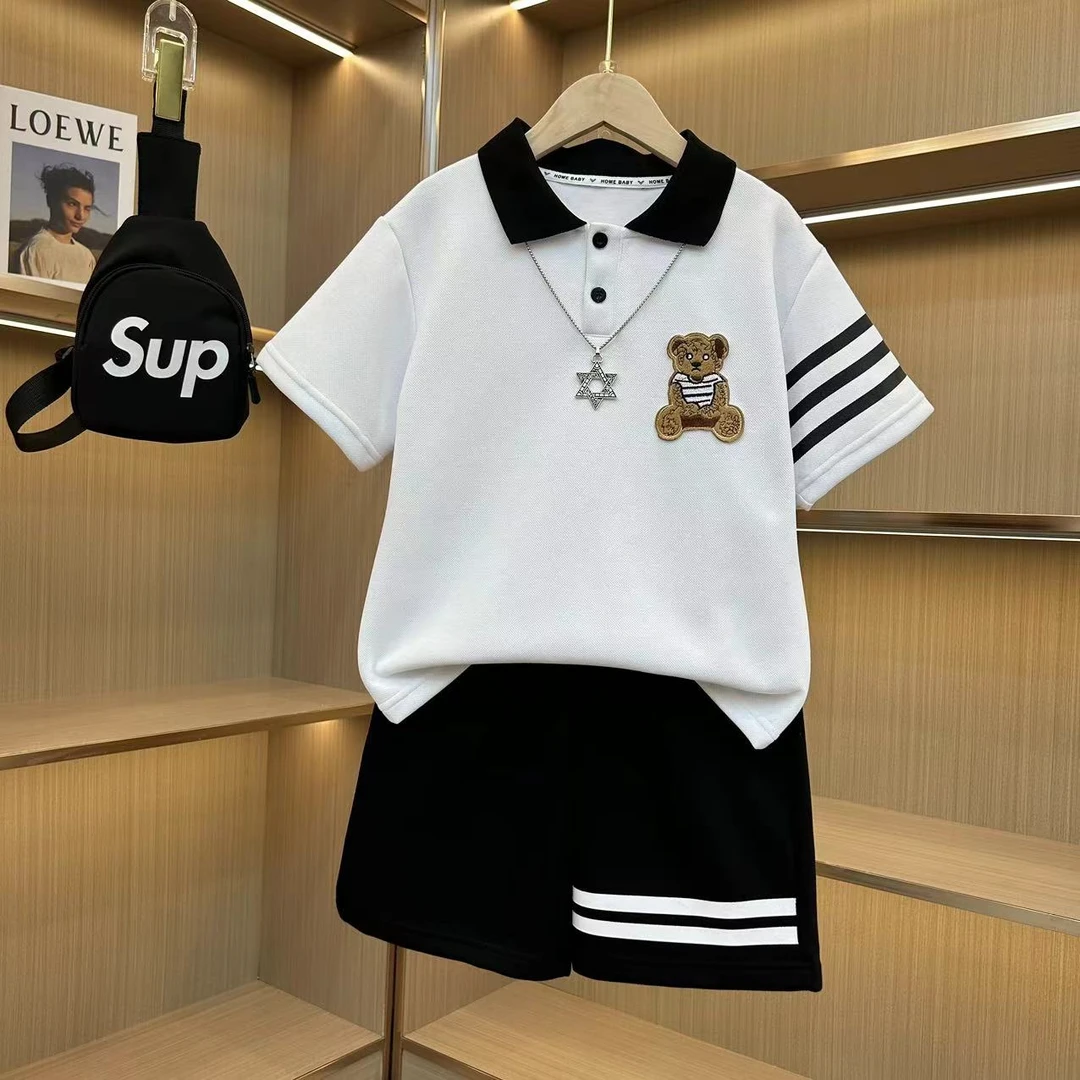 C现货童装洋气时尚夏季夏款百搭中大童帅气韩版两件套青不含包