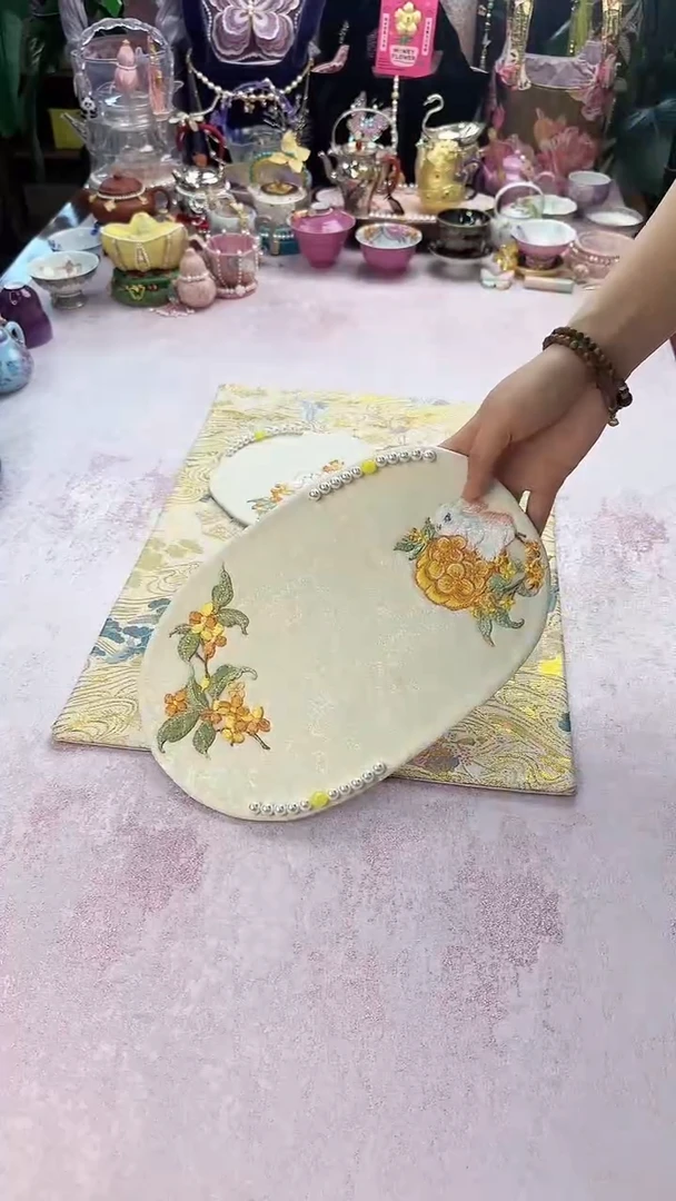 24号 桂花小兔椭圆茶席