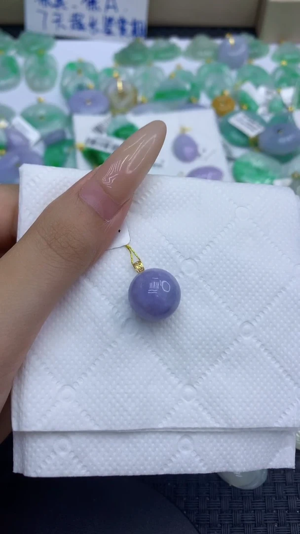 颈饰18K金镶嵌翡翠天然缅甸A货翡翠