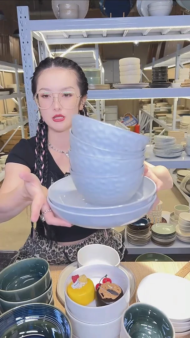 瓷154外贸尾货高温釉下彩陶瓷餐具默认微瑕