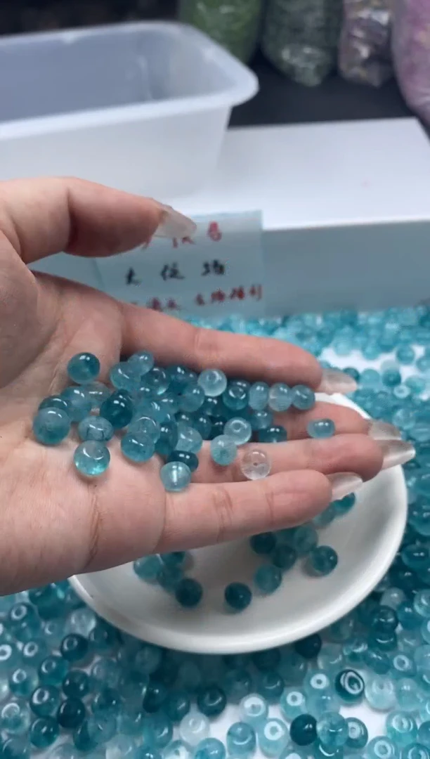 未镶嵌颈饰碧玺W1891蓝碧玺算盘8*4MM*30颗