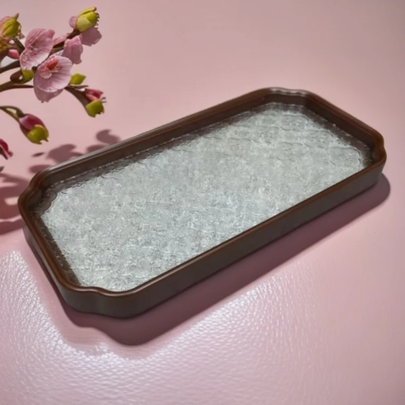 海棠花托盘家用玻璃茶盘ZH958