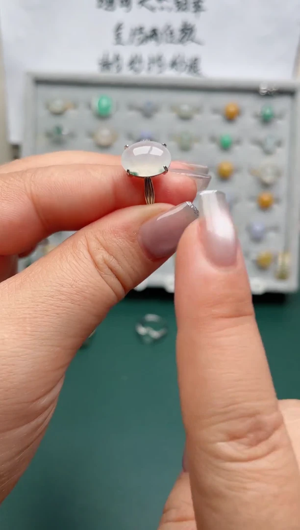 翡翠戒指银S925镶嵌.