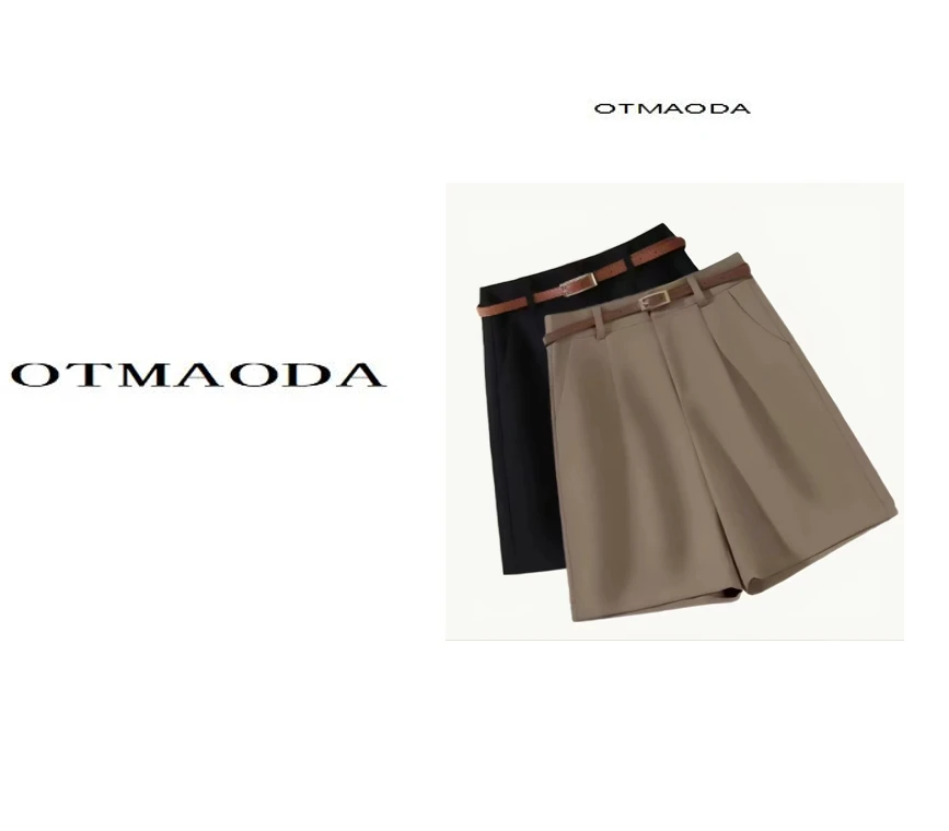 （送腰带）西装短裤女夏季高腰轻薄透气显瘦休闲百搭阔腿裤五分裤