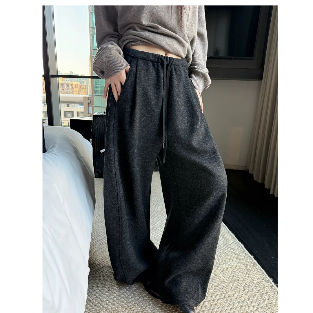 猫猫家加长女裤WJ//1109毛毛口袋弯刀裤//咖啡休闲裤