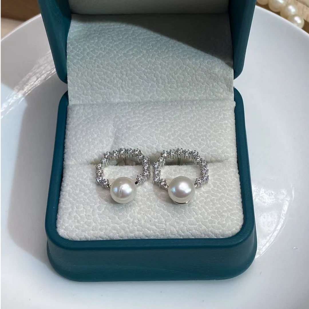 天然淡水珍珠气质优雅时尚百搭星芒珠韵耳环6-7mm